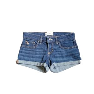 🌸 Girls Abercrombie Dark Wash Rolled Hem Jean Short Shorts Size 14
